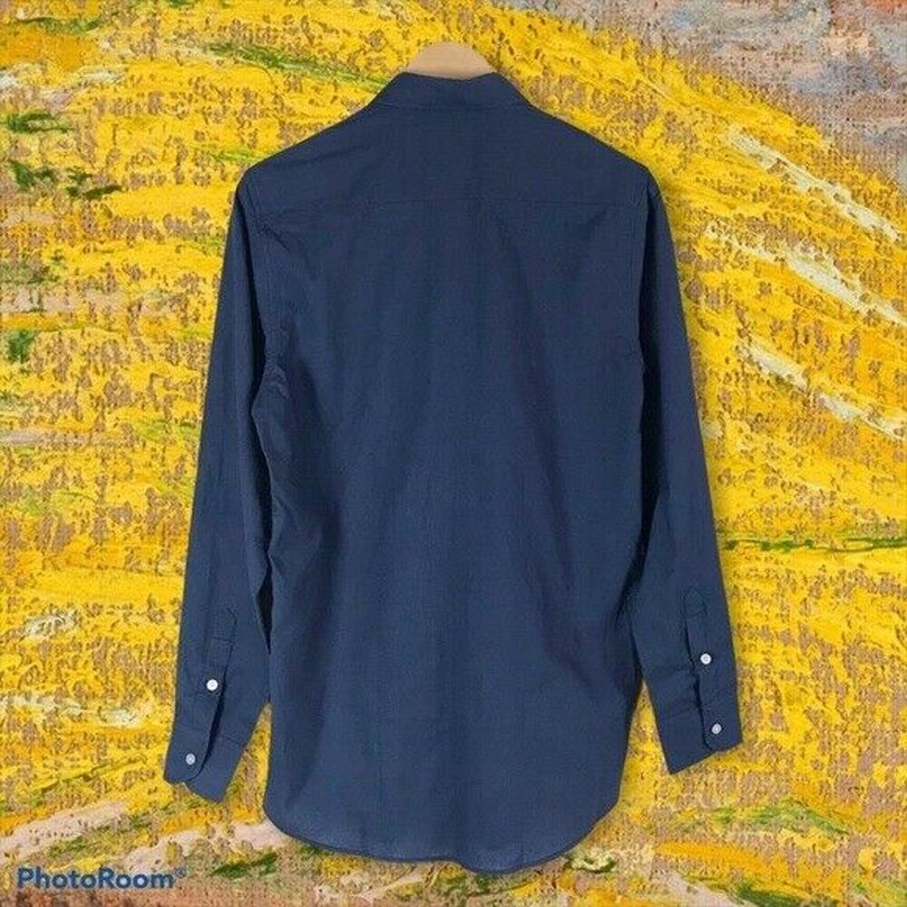 Blanc NWT Men's Medium Blue 100% Cotton Button-Up Shirt Casual Long Sleeves - Picture 2 of 7